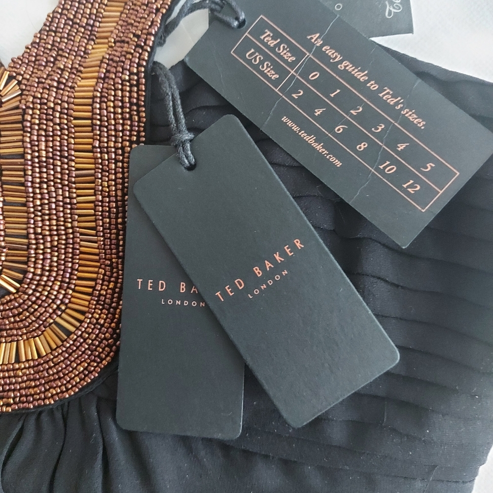 NWT-Ted BakerLondon Silk Maxi, Beaded Neckline - Picture 7 of 16